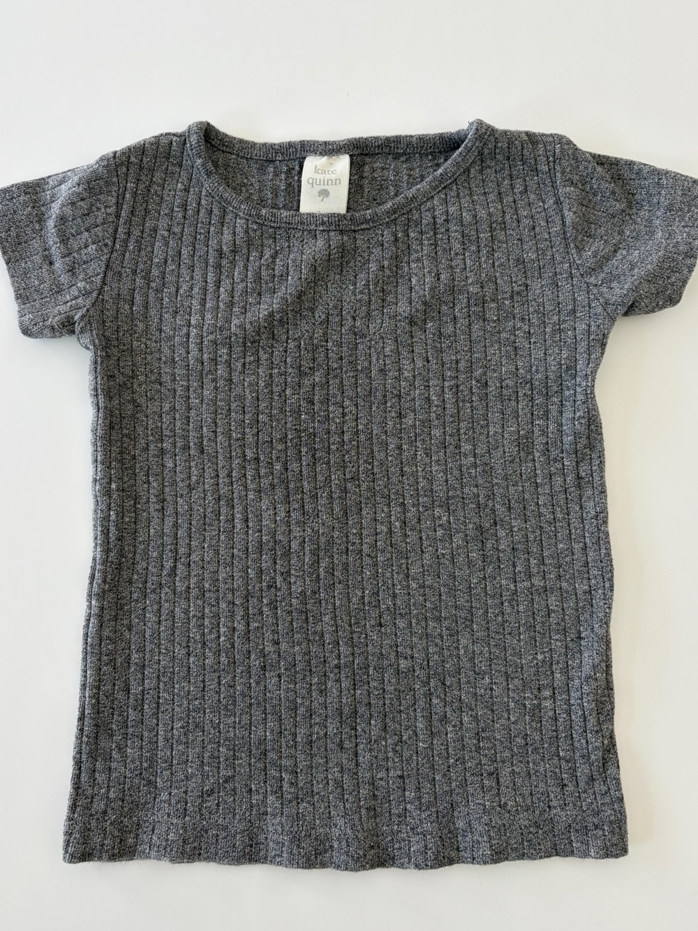 Kate Quinn gray ribbed short sleeve top